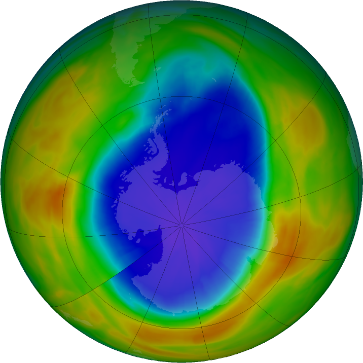 Antarctic ozone map for 28 September 2017